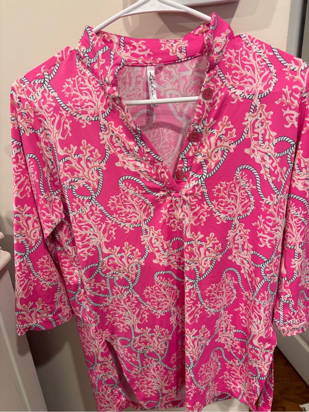 Lulu-B Hot Pink Coral-Print Tunic Top